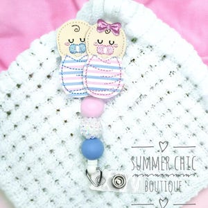 Carrete de insignias para parto y nacimiento de Swaddled Babies, carrete de insignias para enfermeras, carrete de insignias para parto y nacimiento, carrete de insignias médicas, carrete de insignias de enfermeras con cuentas, carrete de insignias de enfermeras registradas