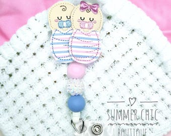 Swaddled Babies Labor and Delivery Badge Reel Nurses Badge Reel, L&D Badge Reel, Medical Badge Reel, Beaded Nurse Badge Reel, RN Badge Reel