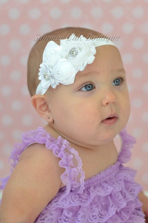 white baptism headband