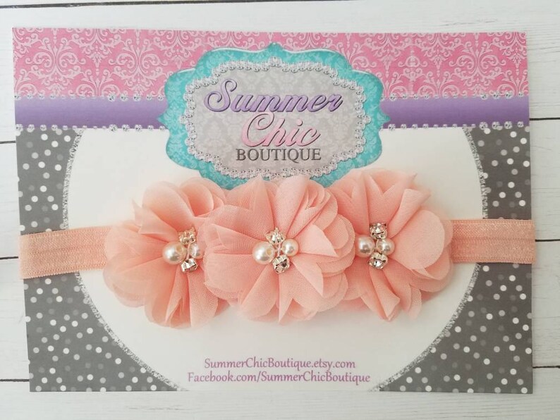 Peach Headband Coral Baby Headband Infant Headband Newborn Etsy