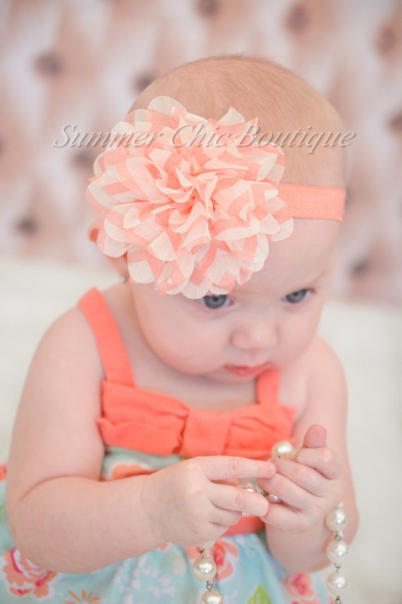 SALE Peach Baby Headband Baby Headband Infant Headband Girl Headband Peach Chevron Baby Headband Newborn Headband Toddler Headband