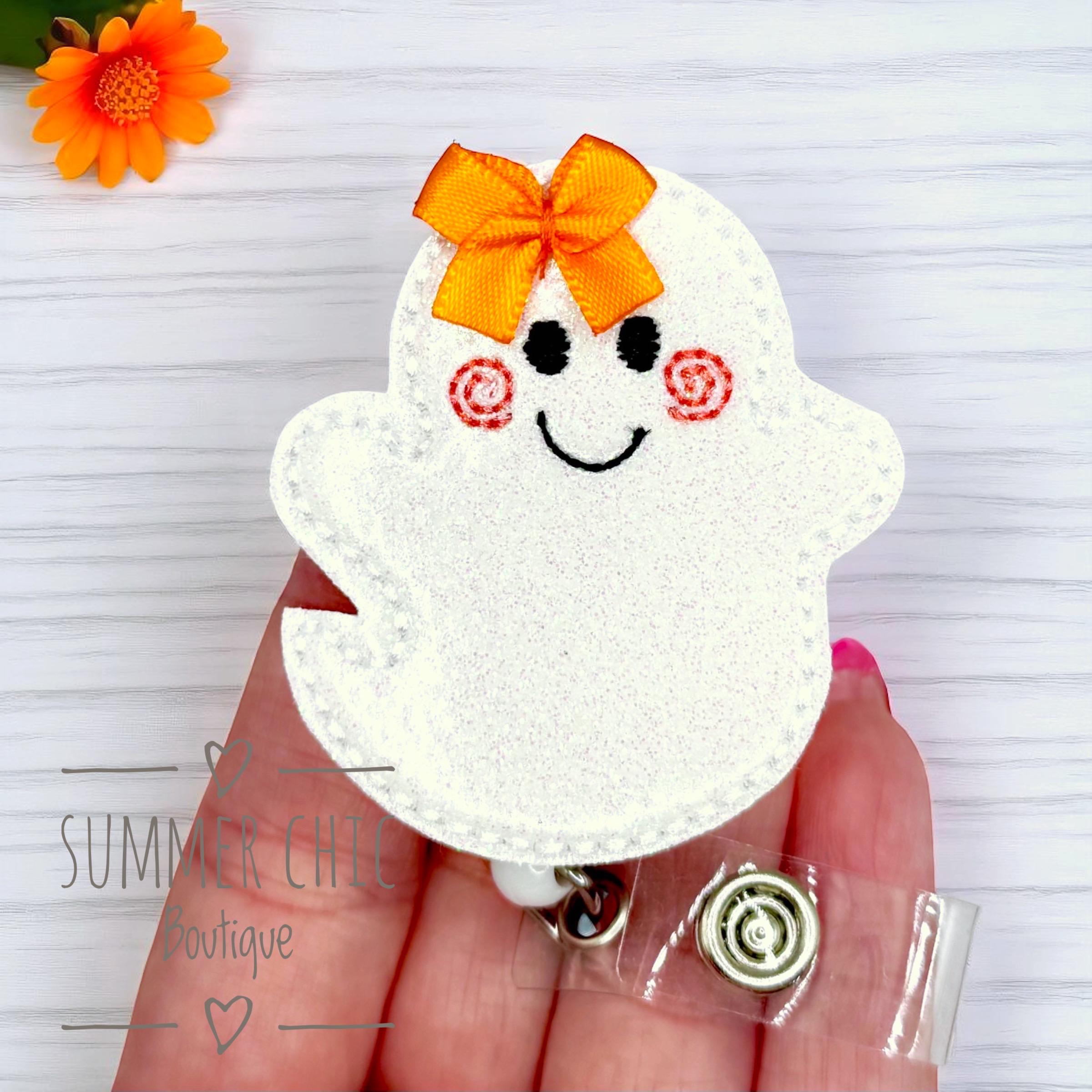 Glitter Ghost Halloween Badge Reel, Medical Badge Reel, Nurse Badge, RN Badge Reel, Medical Badge Reel, Badge Reel, Badge Holder