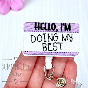 Hello I'm Doing My Best Glitter Badge Reel, Medical Badge Reel, Nurse Badge Reel, RN Badge Reel, Medical Badge Reel, Badge Reel