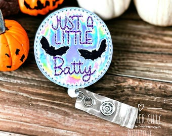 Just A Little Batty Badge Reel, Halloween Badge Reel, Nurse Badge, Ghost Badge Reel, Medical Badge Reel, Badge Reel, Badge Holder