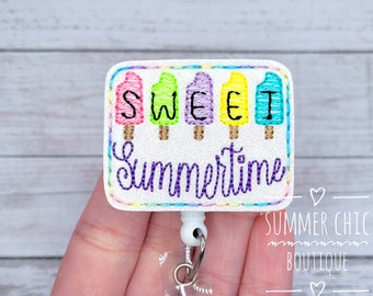 Glitter Sweet Summertime Badge Reel, Medical Badge Reel, Nurse Badge Reel, Summer Badge Reel, RN Badge Reel, Medical Badge Reel