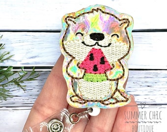 Glitter Watermelon Otter Badge Reel, Medical Badge Reel, Nurse Badge Reel, Badge Reel, RN Badge Reel, Badge Reel, Badge Holder