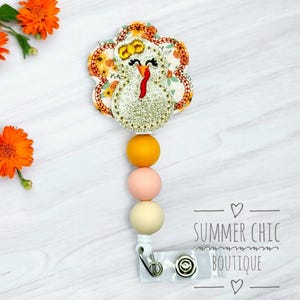 Turkey Badge Reel, Thanksgiving Badge Reel, Nurses Badge Reel, Beaded Badge Reel, Nurse Badge, RN Badge Reel, Fall Badge Reel, Turkey Badge