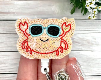 Nurses Badge Reel, RN Badge Reel, Nurse Badge Reel, Glitter Crab Badge Reel, Medical Badge Reel, Badge Reel, Badge Holder, Retractable Reel