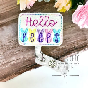 Hello Peeps Badge Reel, Nurses Badge Reel, Easter Badge Reel, Nurse Badge Reel, RN Badge Reel, Badge Reel, Badge Reel