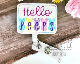 Hello Peeps Badge Reel, Nurses Badge Reel, Easter Badge Reel, Nurse Badge Reel, RN Badge Reel, Badge Reel, Badge Reel