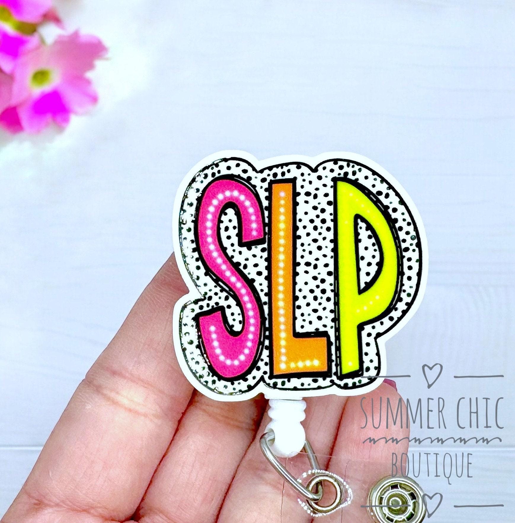 Slp Ribbons SLP Badge Reel, Speech Pathologist Badge Reel, Speech Language Badge ...