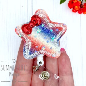 Fourth of july Badge Reel, Medical Badge Reel, Nurse Badge, Star Badge Reel, RN Badge Reel, Medical Badge Reel, Badge Reel