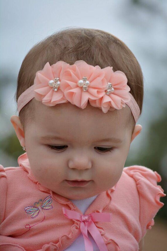 Peach Headband Coral Baby Headband Infant Headband Newborn Etsy