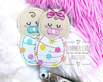 Boy and Girl Swaddled Babies Labor and Delivery Badge Reel, Baby Burritos Badge Reel, Badge Reel, RN Badge Reel, NICU Badge Reel