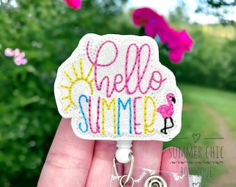 Hello Summer Glitter Badge Reel, Medical Badge Reel, Nurse Badge Reel, Penguin Badge Reel, RN Badge Reel, Medical Badge Reel, Badge Reel