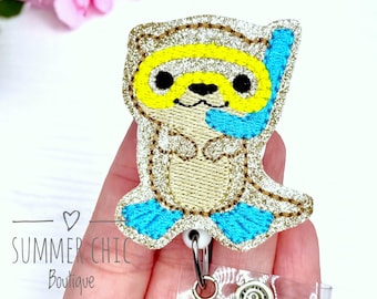 Glitter Snorkel Otter Badge Reel, Medical Badge Reel, Nurse Badge Reel, Badge Reel, RN Badge Reel, Badge Reel, Badge Holder