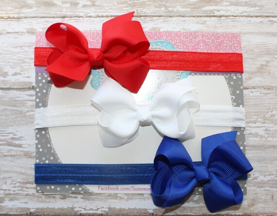 red white and blue baby headband
