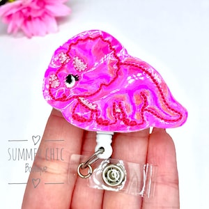 Pink Holo Dino Badge Reel, RN Badge Reel, Nurse Badge Reel, Nurse Badge Reel, Medical Badge Reel, Badge Reel, Badge Holder, Dinosaur Badge