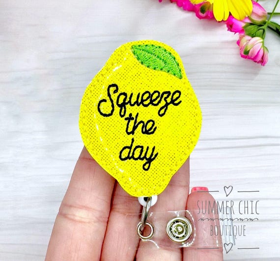 Glitter Squeeze the Day Lemon Badge Reel, Nurses Badge Reel, Nurse Badge Reel, RN Badge Reel, Medical Badge Reel, Badge Reel