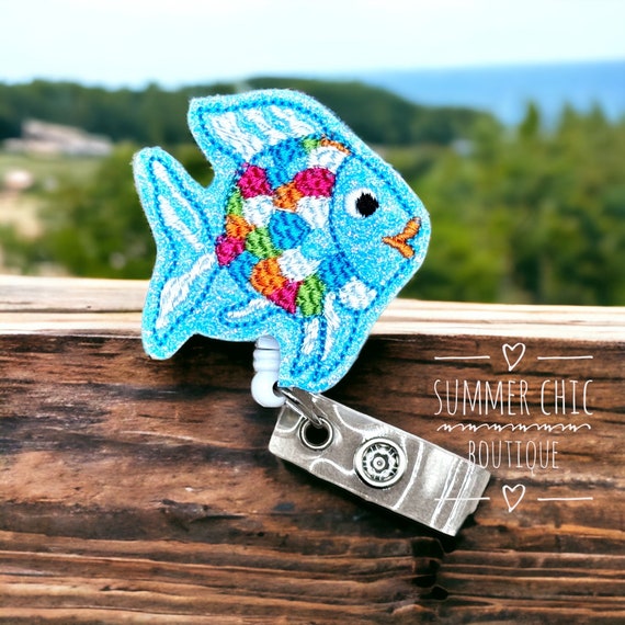 Rainbow Fish Badge Reel, Nurses Badge Reel, Medical Badge Reel