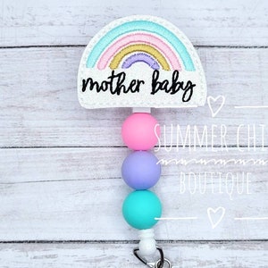 Glitter Mother Baby Badge Reel, Labor and Delivery Badge Reel, Badge Reel, Medical Badge Reel, Nurse Badge Reel, L&D Badge Reel image 1