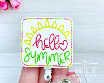 Hello Summer Glitter Badge Reel, Medical Badge Reel, Nurse Badge Reel, Penguin Badge Reel, RN Badge Reel, Medical Badge Reel, Badge Reel