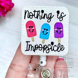 Glitter Nothing Is Impopsicle Badge Reel, Medical Badge Reel, Nurse Badge Reel, Summer Badge Reel, RN Badge Reel, Medical Badge Reel