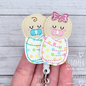 Bebés envueltos en pañales, porta credenciales de parto, porta credenciales de Baby Burritos, porta credenciales de enfermeras, porta credenciales de UCIN