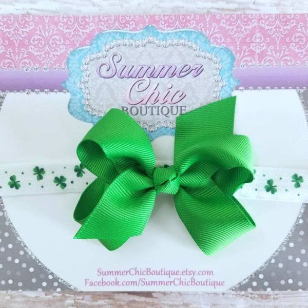 St Patricks Day Headband, Green Headband, Baby Headband, Bow Headband, Baby Headbands, Infant Headband, Newborn Headbands