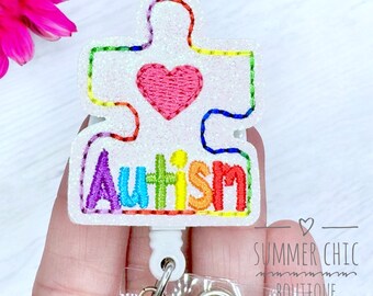 Glitter Autism Puzzle Badge Reel, Medical Badge Reel, Nurse Badge Reel, Badge Reel, RN Badge Reel, Medical Badge Reel, Autism Badge