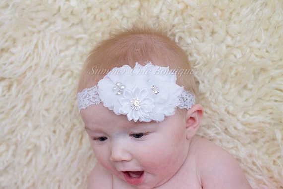 White Baptism Headband Baby Headband Infant Headband | Etsy