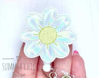 Shimmer Daisy Badge Reel ,Nurses Badge Reel, Medical Badge Reel, Nurse Badge Reel, RN Badge Reel, Medical Badge Reel, Badge Reel