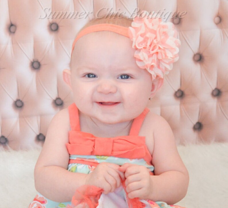 SALE Peach Baby Headband Baby Headband Infant Headband Girl Headband Peach Chevron Baby Headband Newborn Headband Toddler Headband