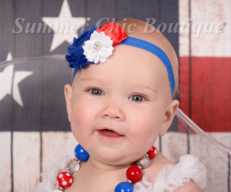 red white and blue baby headband