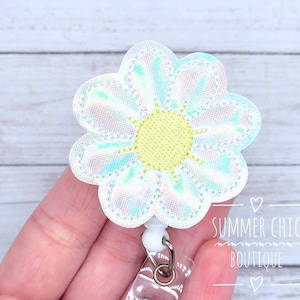 Shimmer Daisy Badge Reel ,Nurses Badge Reel, Medical Badge Reel, Nurse Badge Reel, RN Badge Reel, Medical Badge Reel, Badge Reel