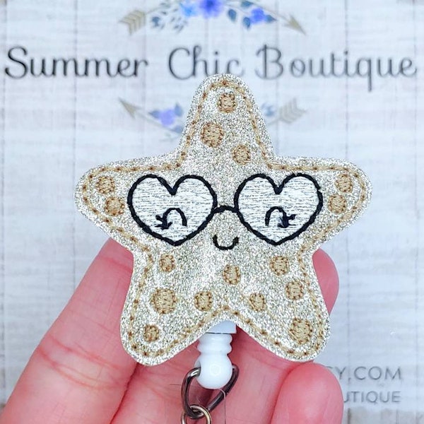 Glitter Starfish Badge Reel, Medical Badge Reel, Nurse Badge Reel, Nurses Badge Reel, RN Badge Reel, Medical Badge Reel, Badge Holder