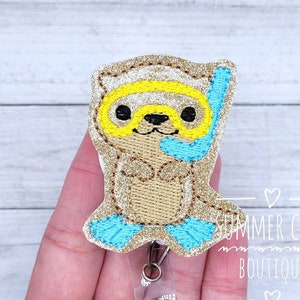 Glitter Snorkel Otter Badge Reel, Medical Badge Reel, Nurse Badge Reel, Badge Reel, RN Badge Reel, Badge Reel, Badge Holder