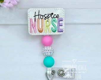 Glitter Hospice Nurse Badge Reel, Hospice Badge Reel, Nurses Badge Reel, Beaded Badge Reel, Badge Reel, Nurse Badge, RN Badge Reel