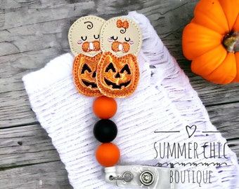 Fall Pumpkin Swaddled Babies Labor and Delivery Badge Reel Nurses Badge Reel, L&D Badge Reel, Beaded Badge Reel, Nicu Badge Reel