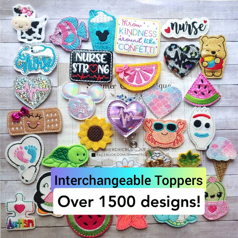Pick 20 Badge TOPPERS Set of 20 Interchangeable Badge Reel Etsy