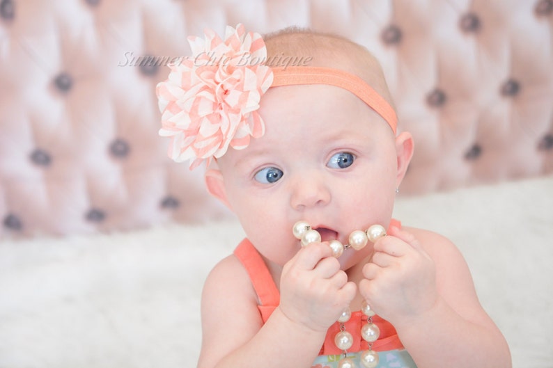 SALE Peach Baby Headband Baby Headband Infant Headband Girl Headband Peach Chevron Baby Headband Newborn Headband Toddler Headband