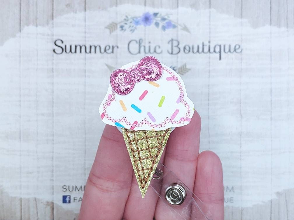 Sprinkle Ice Cream Cone Badge Reel Add-on - Topperswap