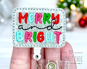 Merry and Bright Badge Reel, Christmas Badge Reel, Nurse Badge Reel, Badge Reel, RN Badge Reel, Medical Badge Reel, Badge Reel, Badge Holder