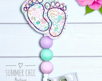 Baby Feet Badge Reel, Labor and Delivery Badge Reel, L&D Badge Reel, Nurse Badge Reel, RN Badge Reel, Nicu Badge Reel