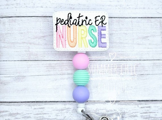 Glitter Pediatric ER Nurse Badge Reel, Pediatric Badge Reel