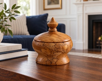 Piccolo barattolo di legno con coperchio - Scatola portagioie in acero spalted - Ciotola per caramelle fatta a mano con coperchio - Piccolo portagioie - Scatola dei ricordi