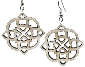 Laser Cut Wood Celtic Knot Blossom  Earrings