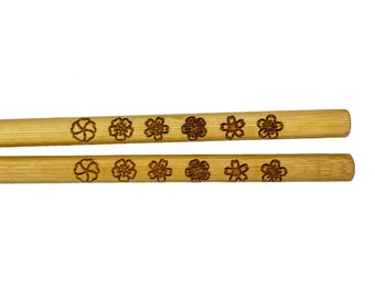 Engraved Bamboo Sakura Blossom Chopsticks