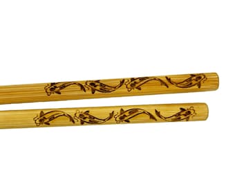 Engraved Bamboo Koi Fish Chopsticks