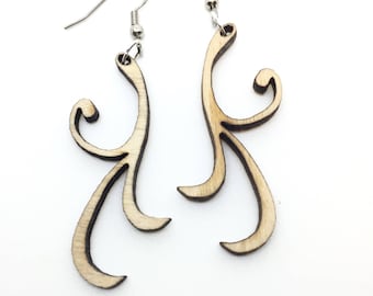 Wood Earrings - Laser Cut - Curl - Swish - Swirl